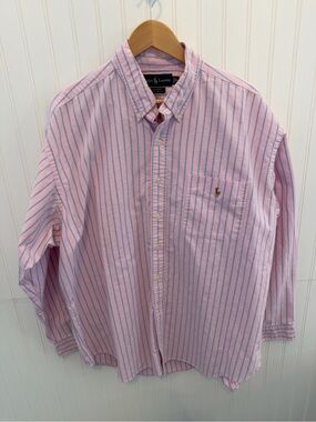 Ralph Lauren Pink & Blue Stripe Oxford Shirt - Classic Button-Down